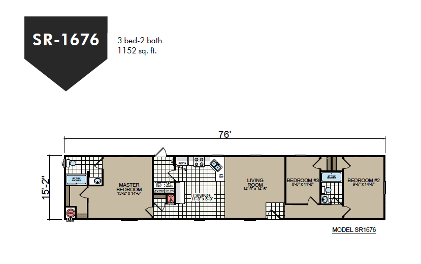 SR-1676 Redman Homes Sunrise Series Floor Plan
