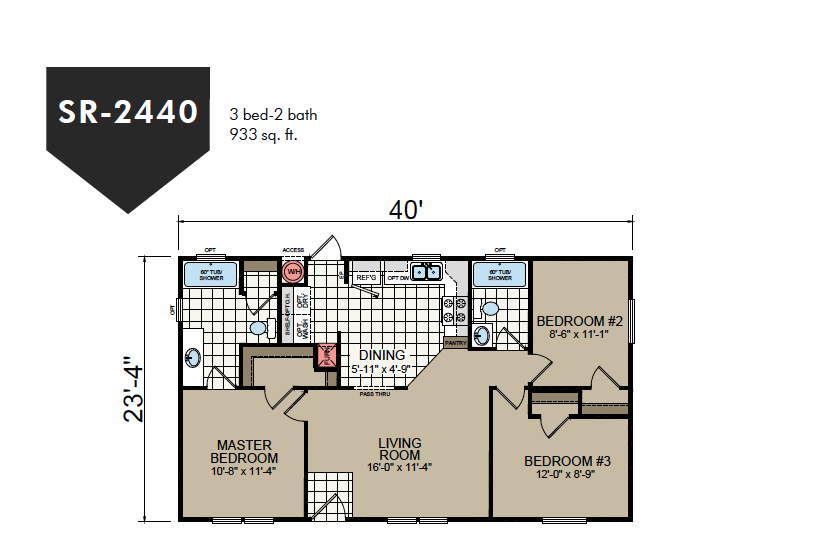 SR-2440 Redman Homes Sunrise Series Floor Plan