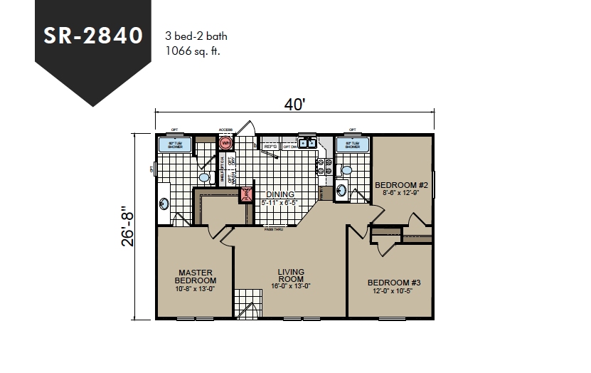 SR-2840 Redman Homes Sunrise Series Floor Plan