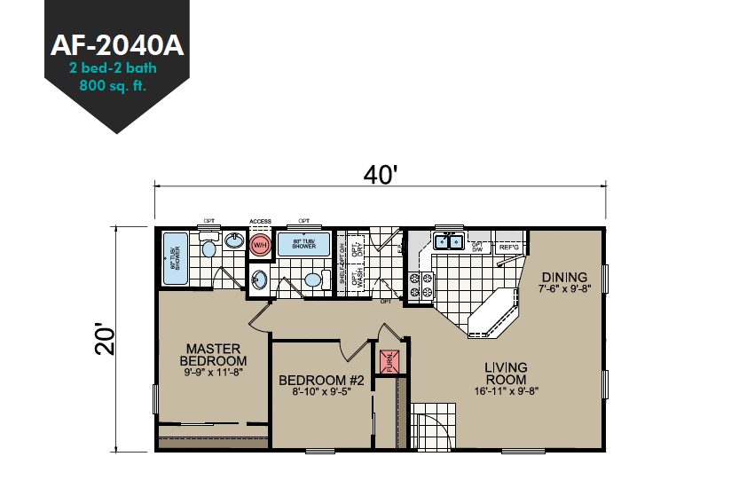 AF-2040A Floor Plan - Redman Homes American Freedom Series