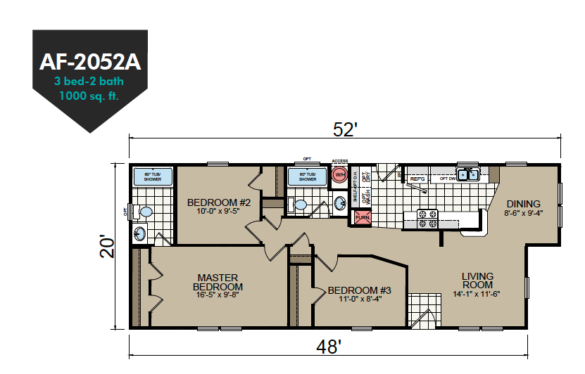 AF-2052A Floor Plan - Redman Homes American Freedom Series