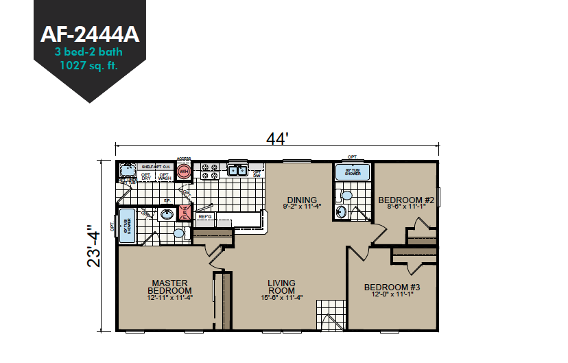 AF-2444A Floor Plan - Redman Homes American Freedom Series