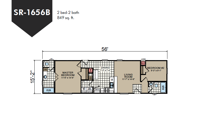 SR-1656B Redman Homes Sunrise Series Floor Plan